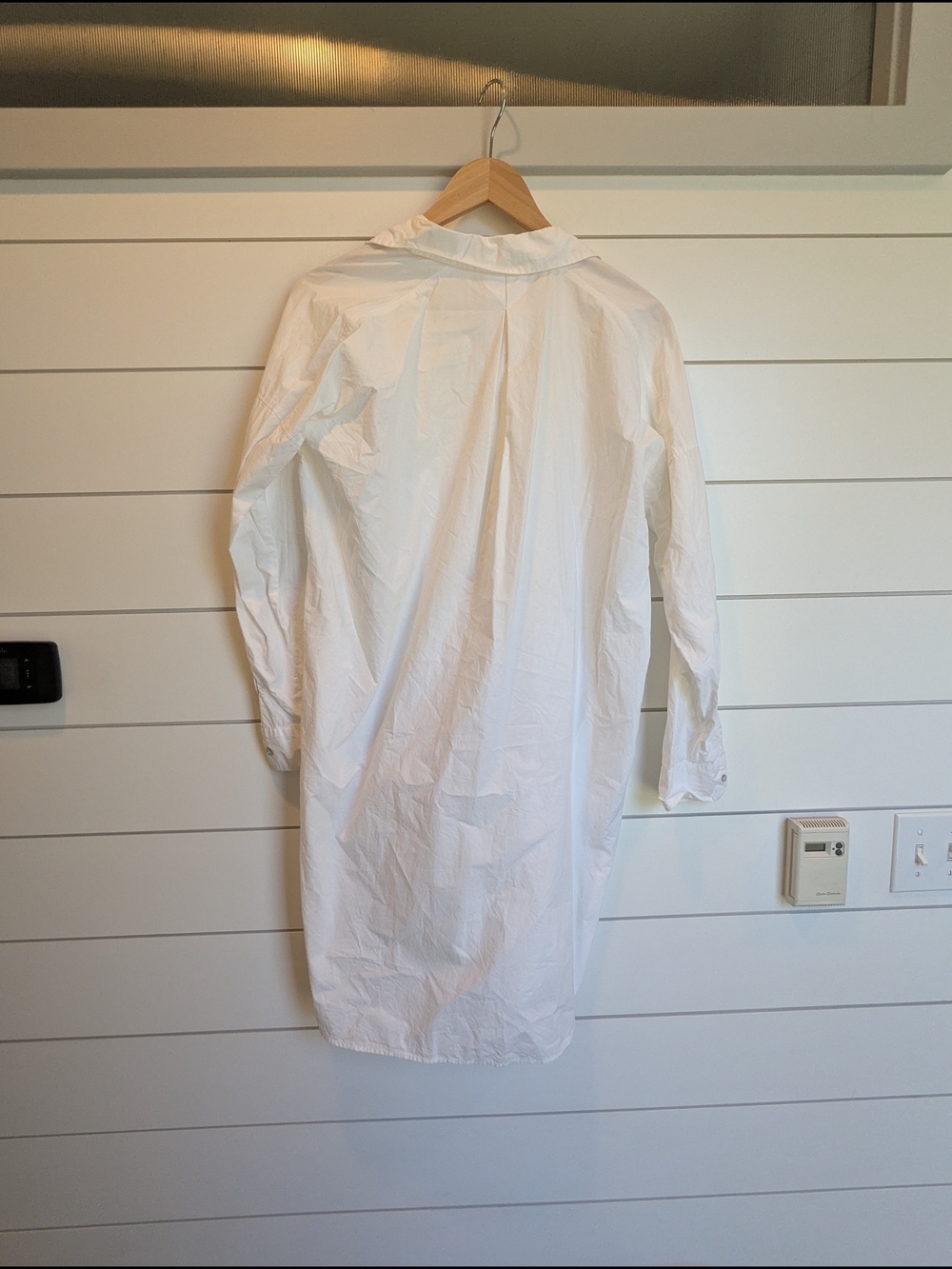 Assembly Label White Mini Shirt Dress Size 6 Small Long Sleeve Crisp - Picture 6 of 11